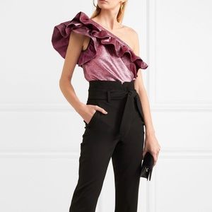 Philosophy di Lorenzo Serafini pink one shoulder shimmer top